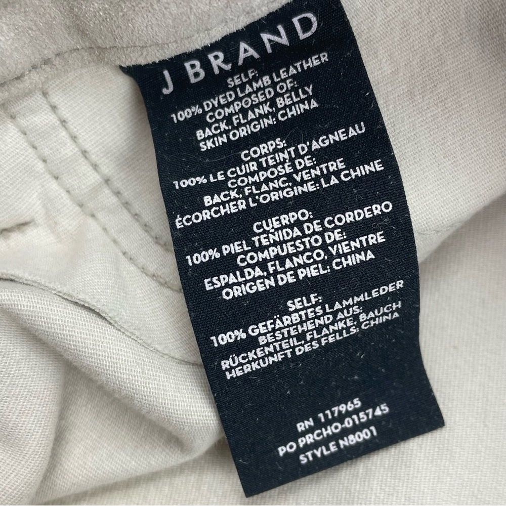 J Brand Lamb Leather Skinny Pants Beige Suede Size 26 - Picture 3 of 3